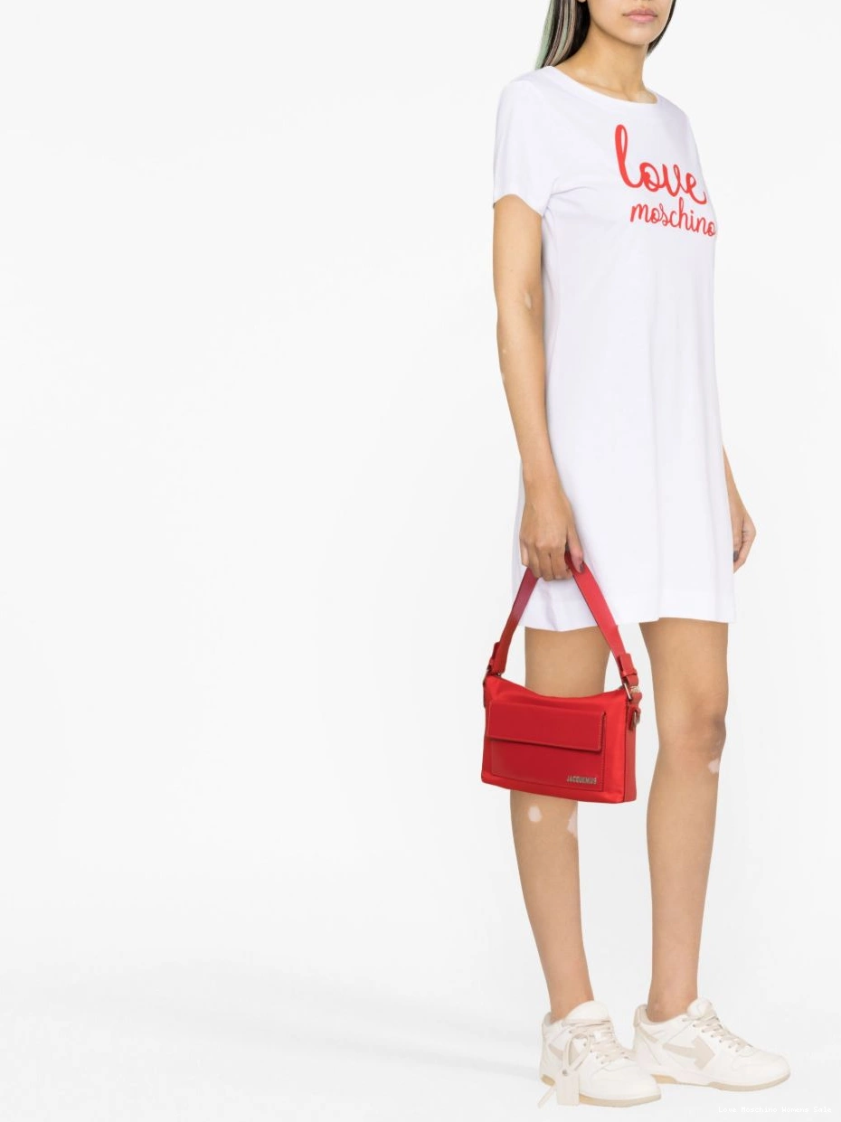 Cheap Women dress T-shirt Love cotton Moschino logo-print 0422